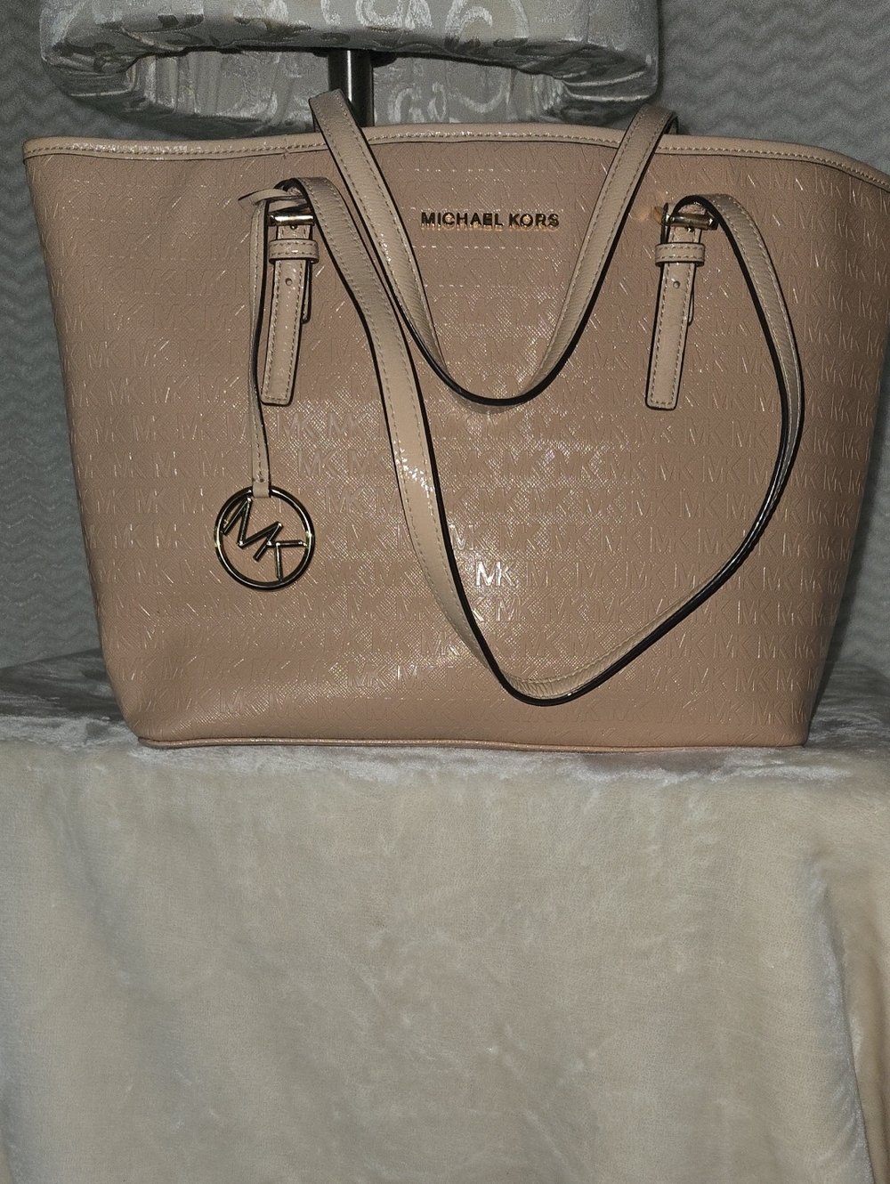 Michael Kors Nude/Tan Tote with MK Charm